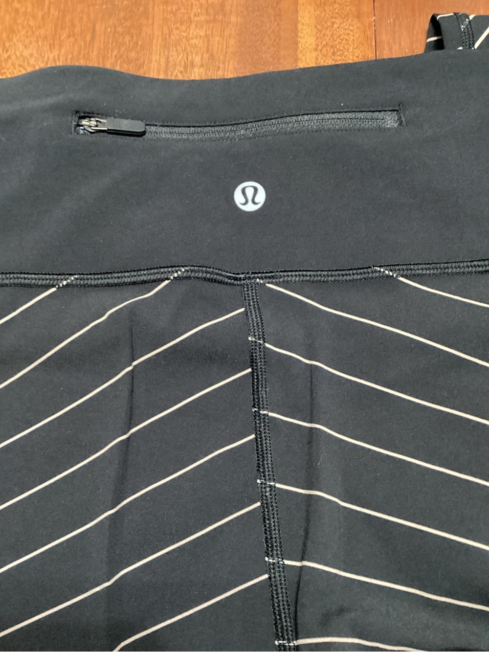 lululemon athletica Men’s Black Joggers with Cream Pinstripes